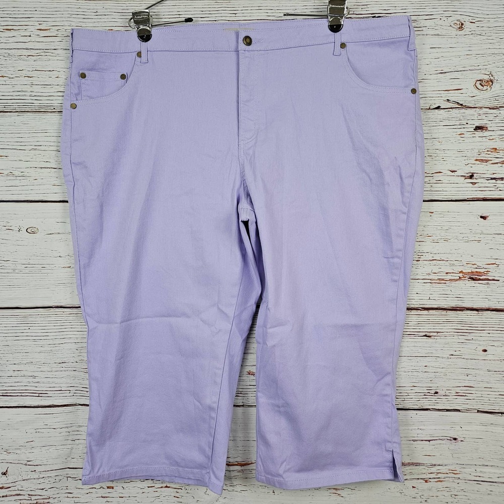Woman Within High-Rise Stretch Denim Capri Pant Plus 26W Purple NWOT